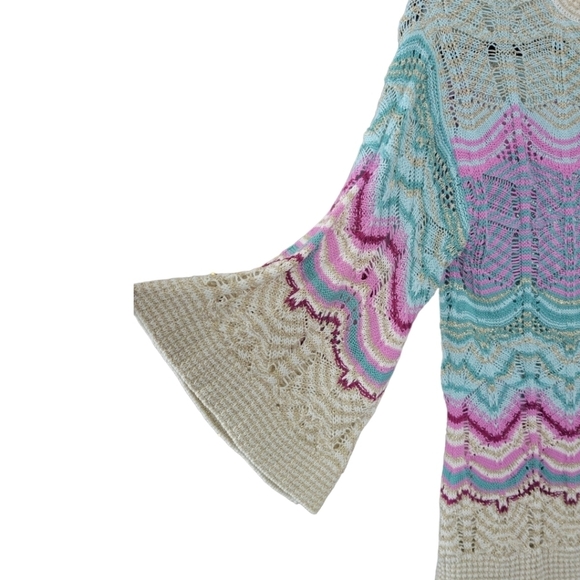 SOFT SURROUNDINGS Thereze Stripe Open Knit Pointelle Sweater Size XS - Picture 4 of 11